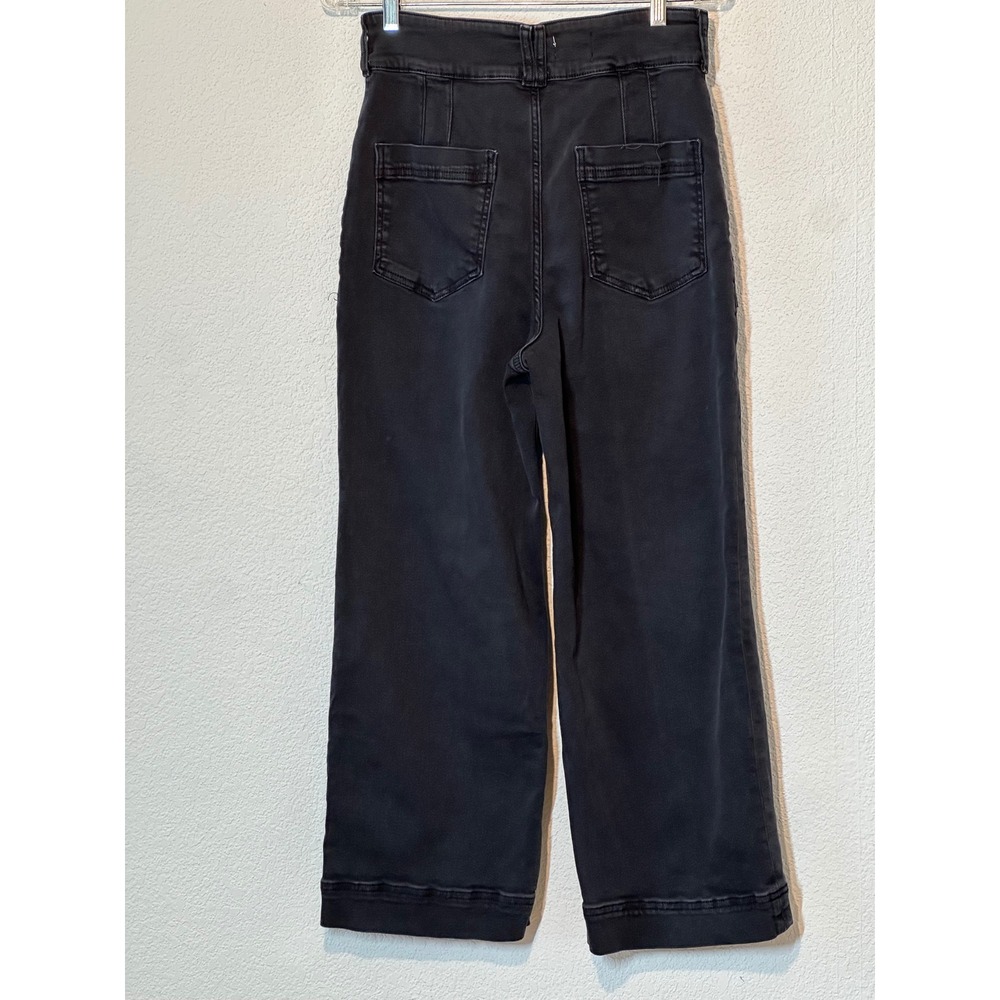 Pilcro Anthropologie High Rise Wide Leg Seam Front Jeans Pants Faded Black 27 - Picture 2 of 10
